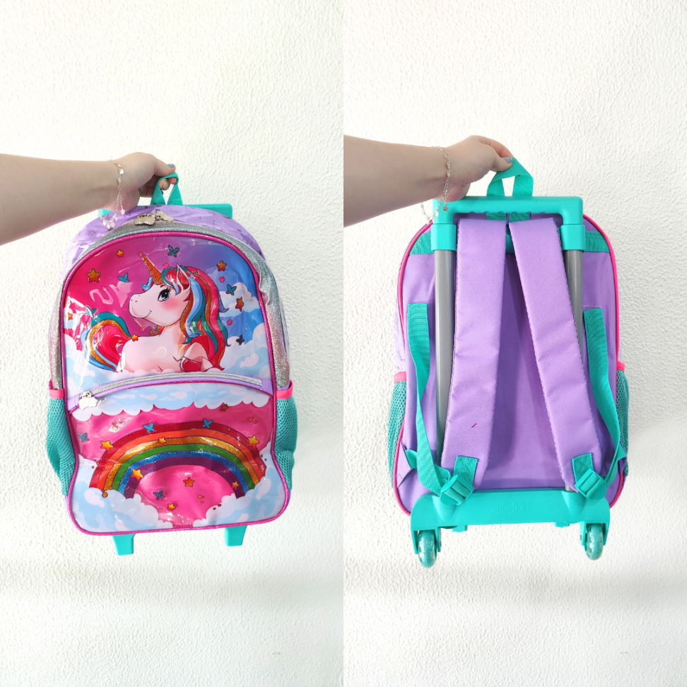 Kit Mochila de Rodas + Lancheira Térmica + Estojo Duplo Unicórnio Clio - #5