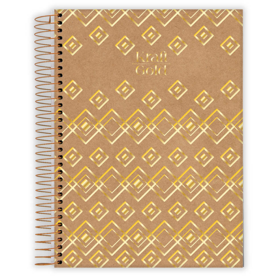 Caderno com Espiral Colegial Kraft Gold 1 Matéria Jandaia - #1