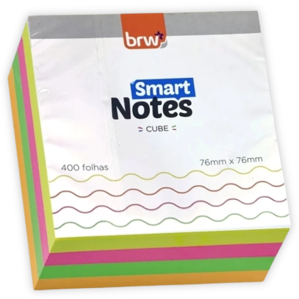 Blocos Smart Notes 76mm x 76mm 4 Cores Cube Neon BRW