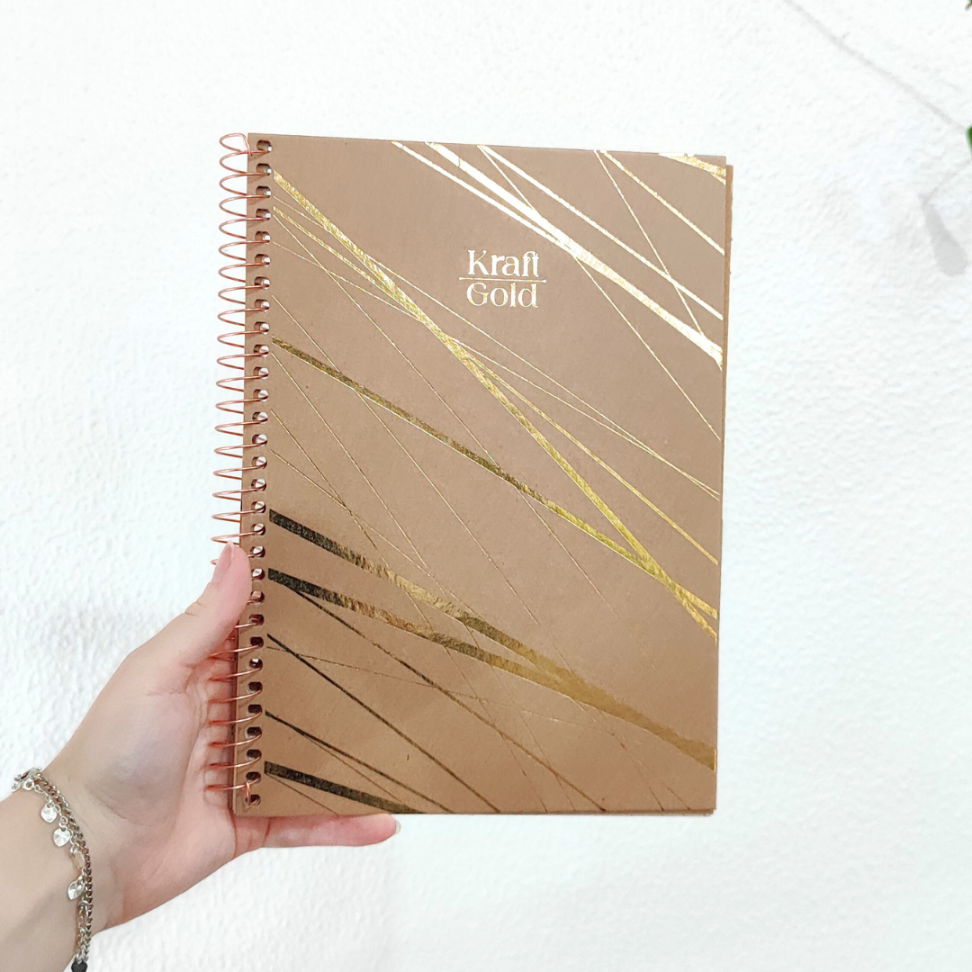 Caderno com Espiral Colegial Kraft Gold 1 Matéria Jandaia - #1