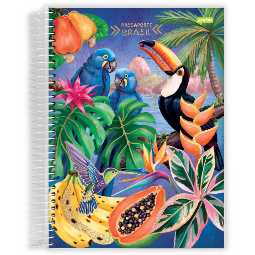 Caderno com Espiral Universitário Passaporte Brasil 1 Matéria Jandaia - #1