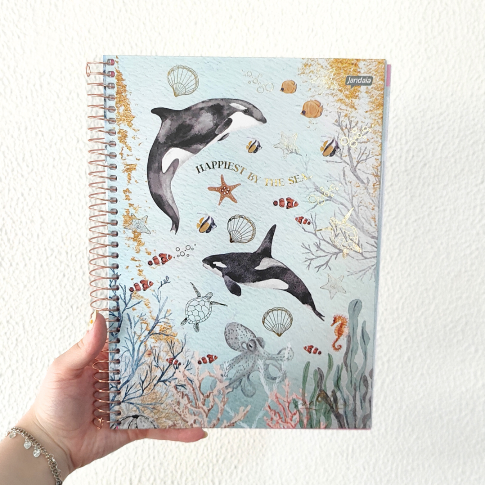 Caderno com Espiral Universitário Sea Life 10 Matérias Jandaia - #1