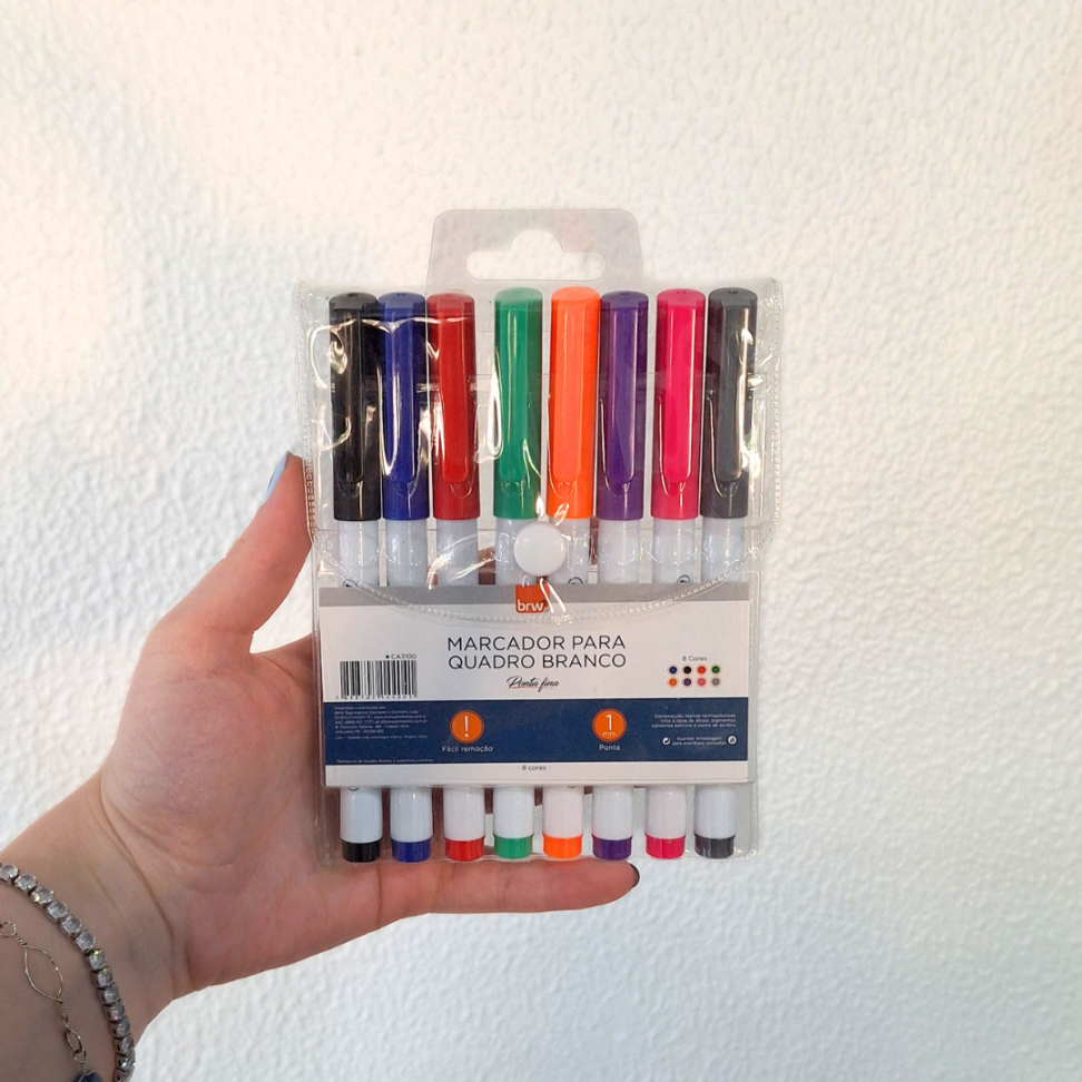 Kit 8 Cores Marcador para Quadro Branco 1.0 BRW - #1