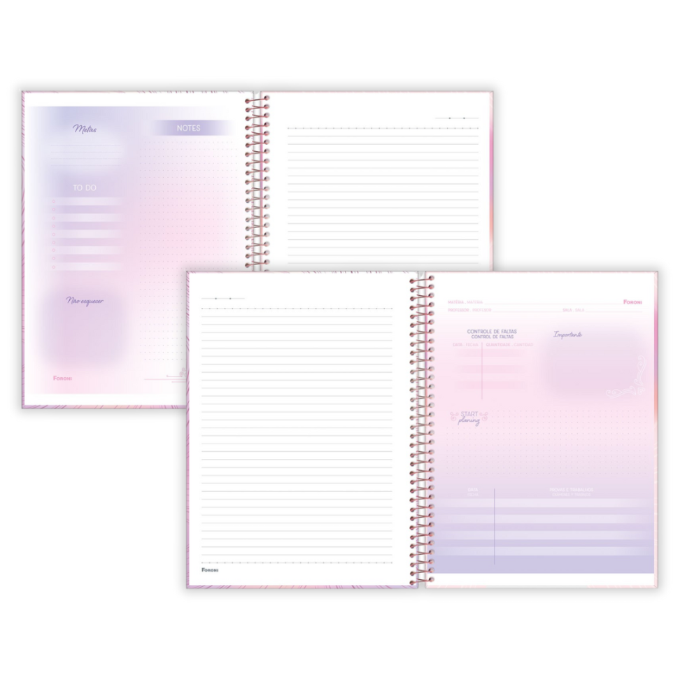 Caderno com Espiral Universitário Blush 10 Matérias Foroni - #6