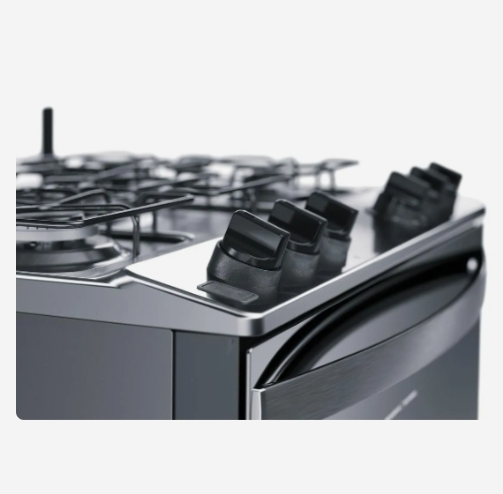 Fogão Brastemp 5 Bocas Cor Inox com Botões Removíveis e Exclusivo Aro Protetor - - #3