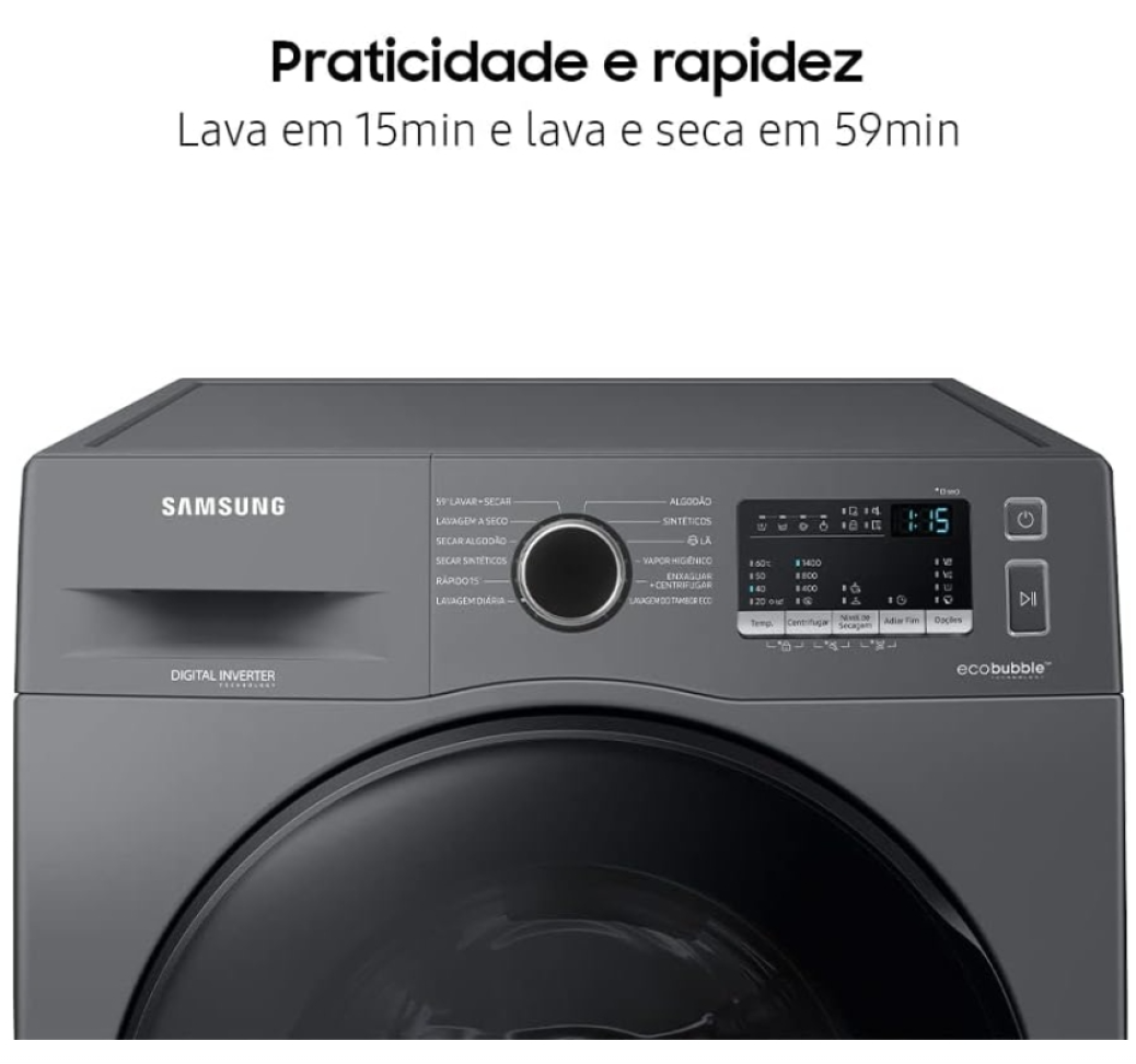 Lava e Seca Samsung WD11A com Ecobubble WD11A4453BX Inox Look 11/7kg 127V - #1