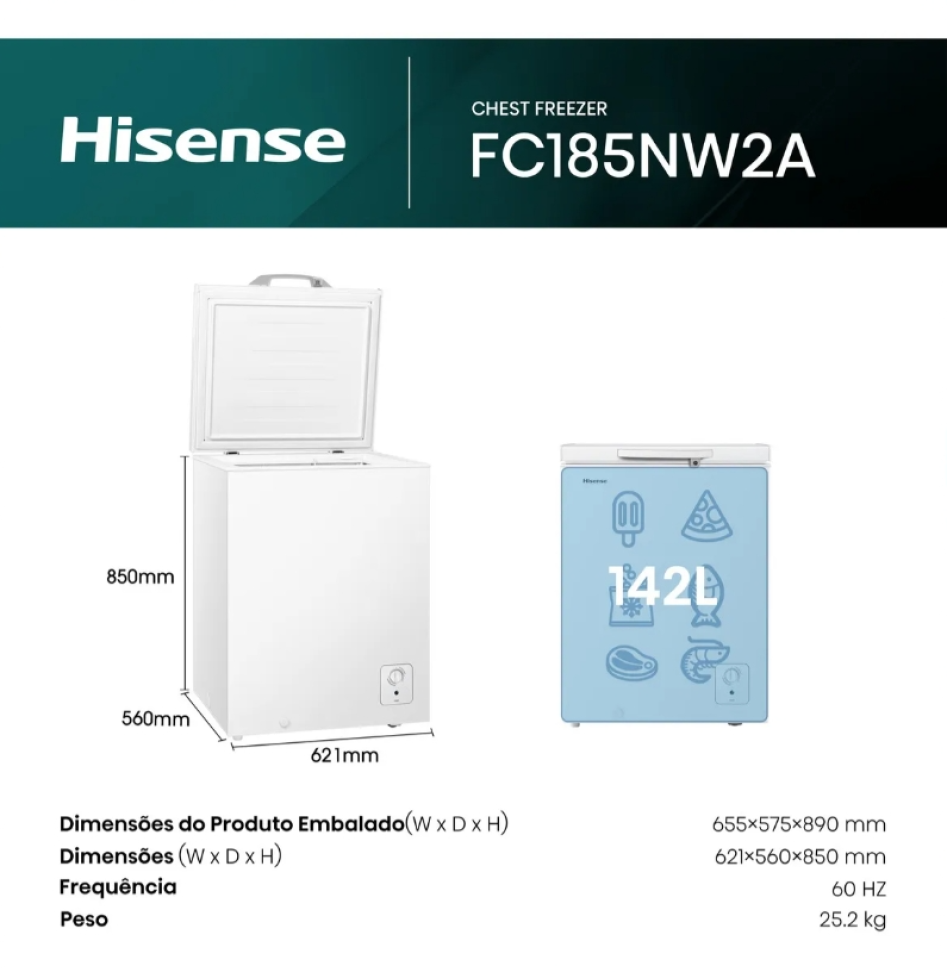 Freezer Horizontal Hisense 142l Branco - #1