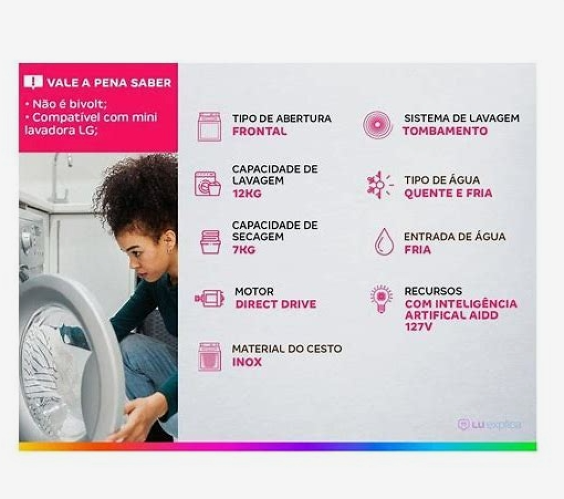 Lava E Seca LG 12Kg Smart VC4 CV5012WC4 Com - #1