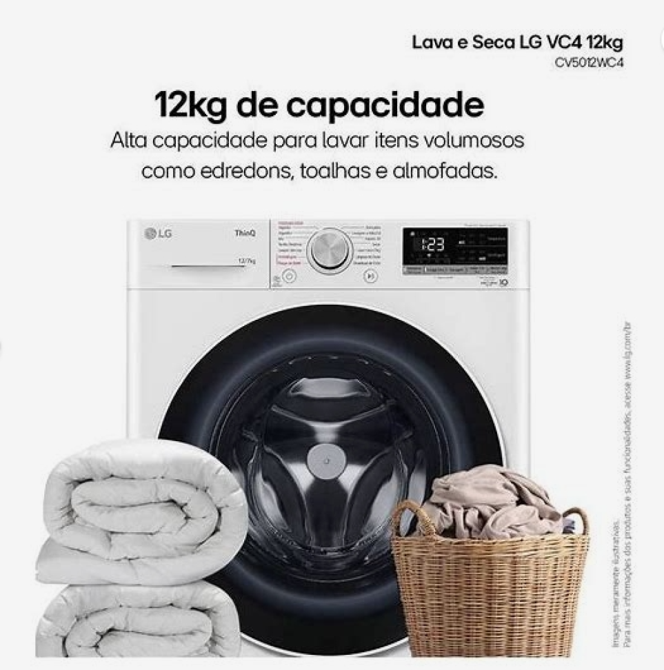 Lava E Seca LG 12Kg Smart VC4 CV5012WC4 Com - #1