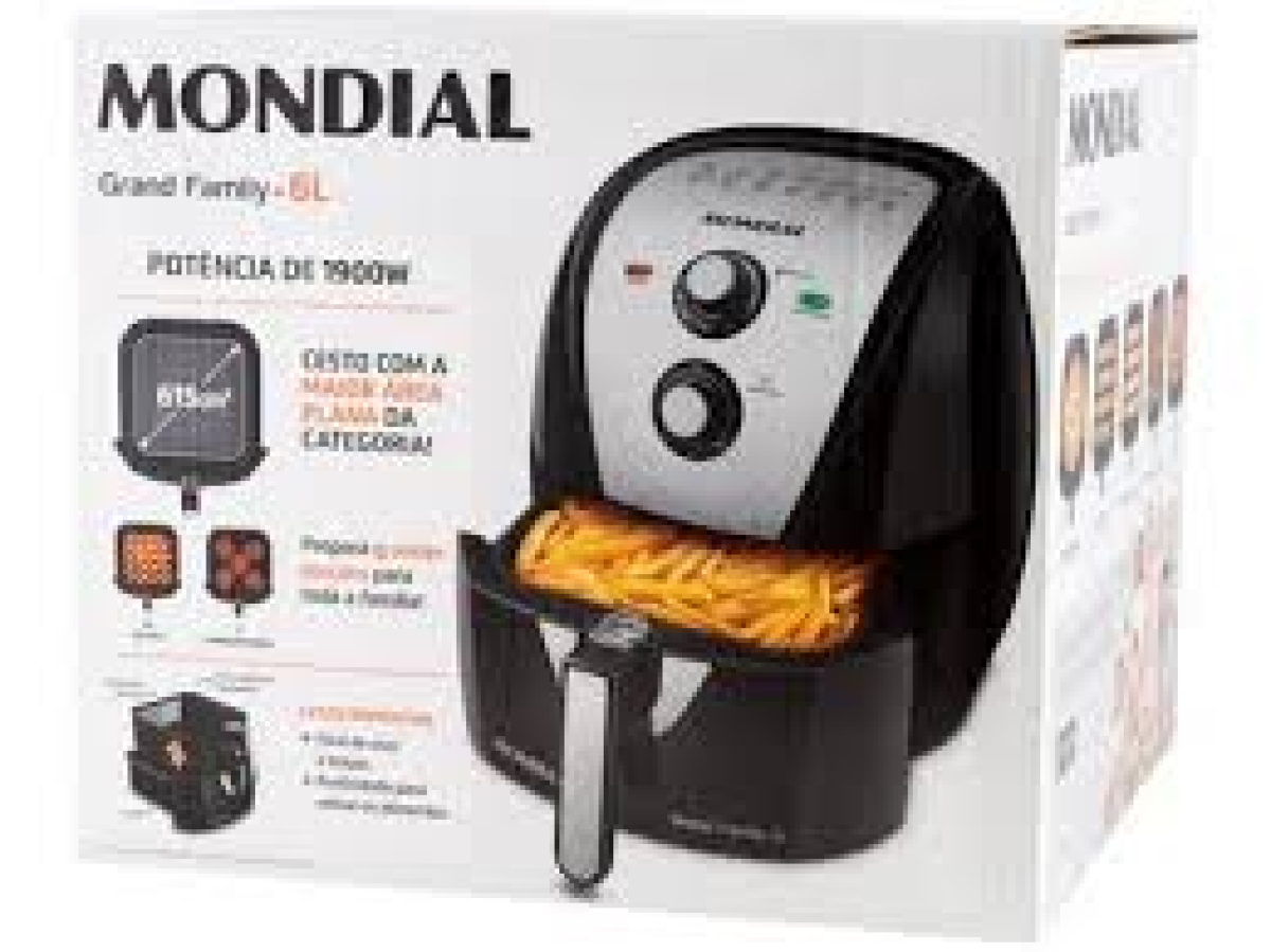 Fritadeira Sem Óleo Air Fryer 6L, Mondial, Preto/Inox, 1900W,  - AFN-60-BI 110v - #2