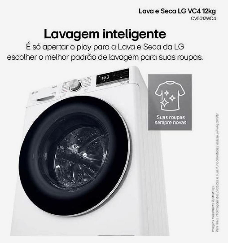 Lava E Seca LG 12Kg Smart VC4 CV5012WC4 Com - #1