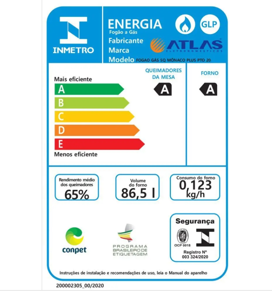 Fogão Atlas 5 Bocas Mônaco Plus com Mesa Inox e Acendimento Automático Preto Bivolt - #1