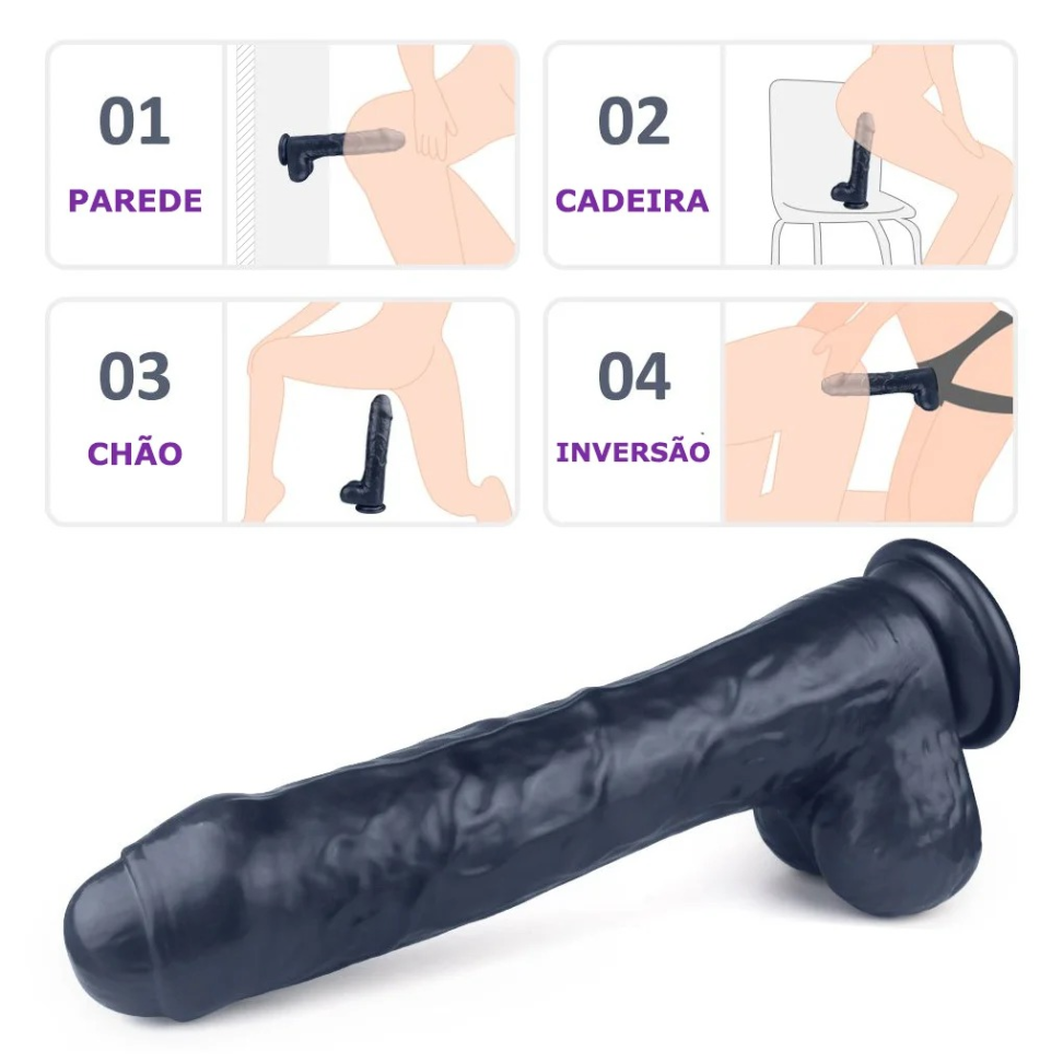 Prótese Silicone com Ventosa Martin G - Preto - 24cm - #5