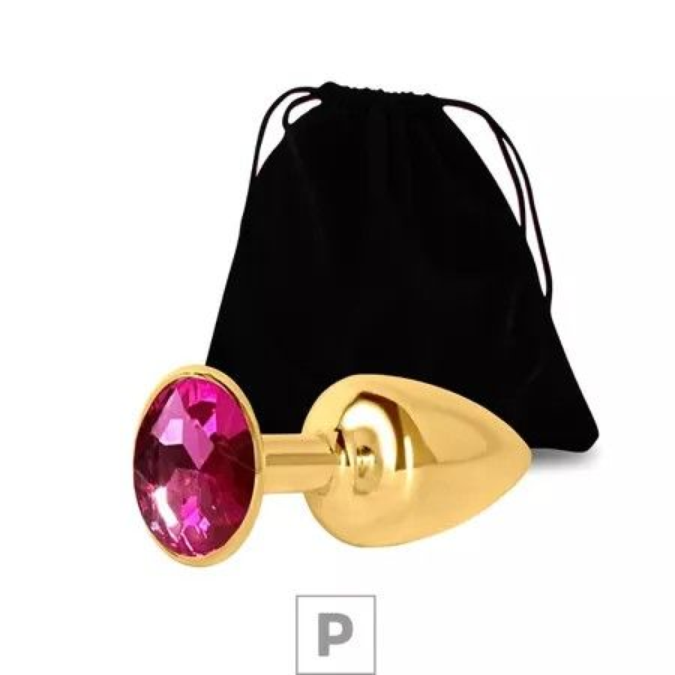 Plug de Aço P Dourado Com Strass SI
