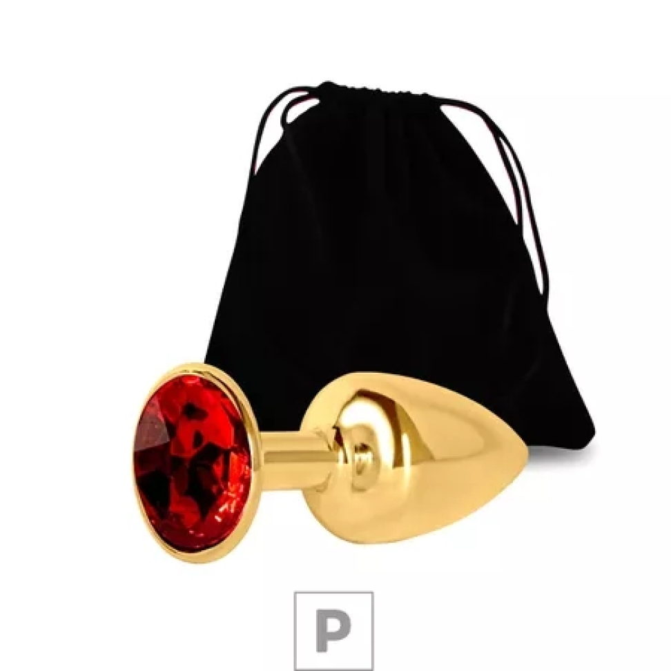 Plug de Aço P Dourado Com Strass SI - #4