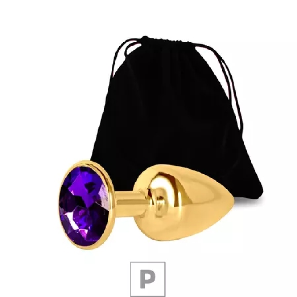 Plug de Aço P Dourado Com Strass SI
