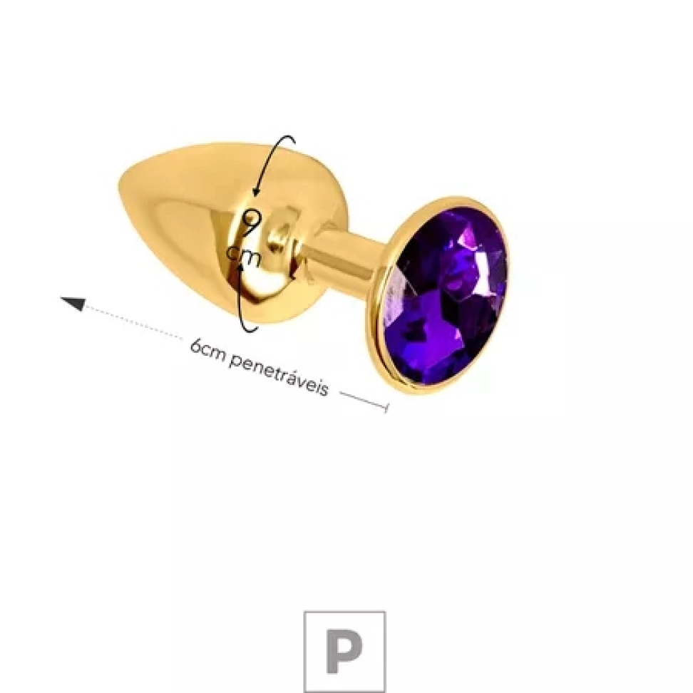 Plug de Aço P Dourado Com Strass SI - #3