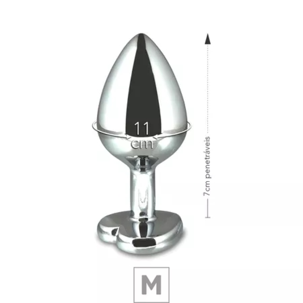 Plug de Aço M Com Pedra Formato de Coração 7cm - #3