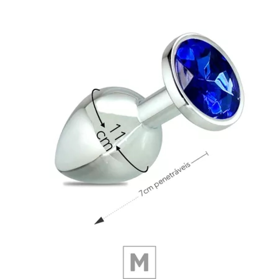 Plug de Aço M Cromado Com Strass 7cm SI - #6