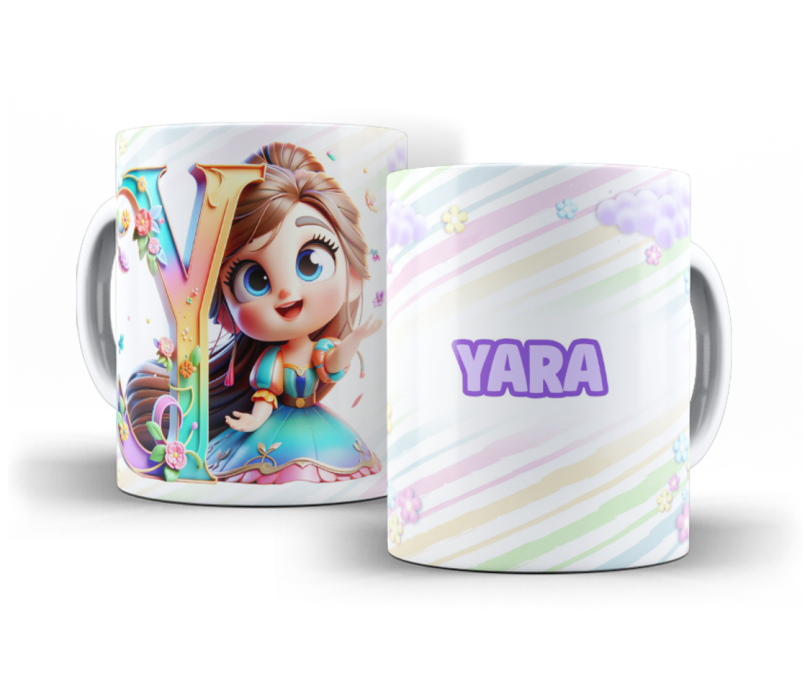 CANECA INFANTIL DE POLÍMERO PRINCESAS COM NOME PERSONALIZADO - #5