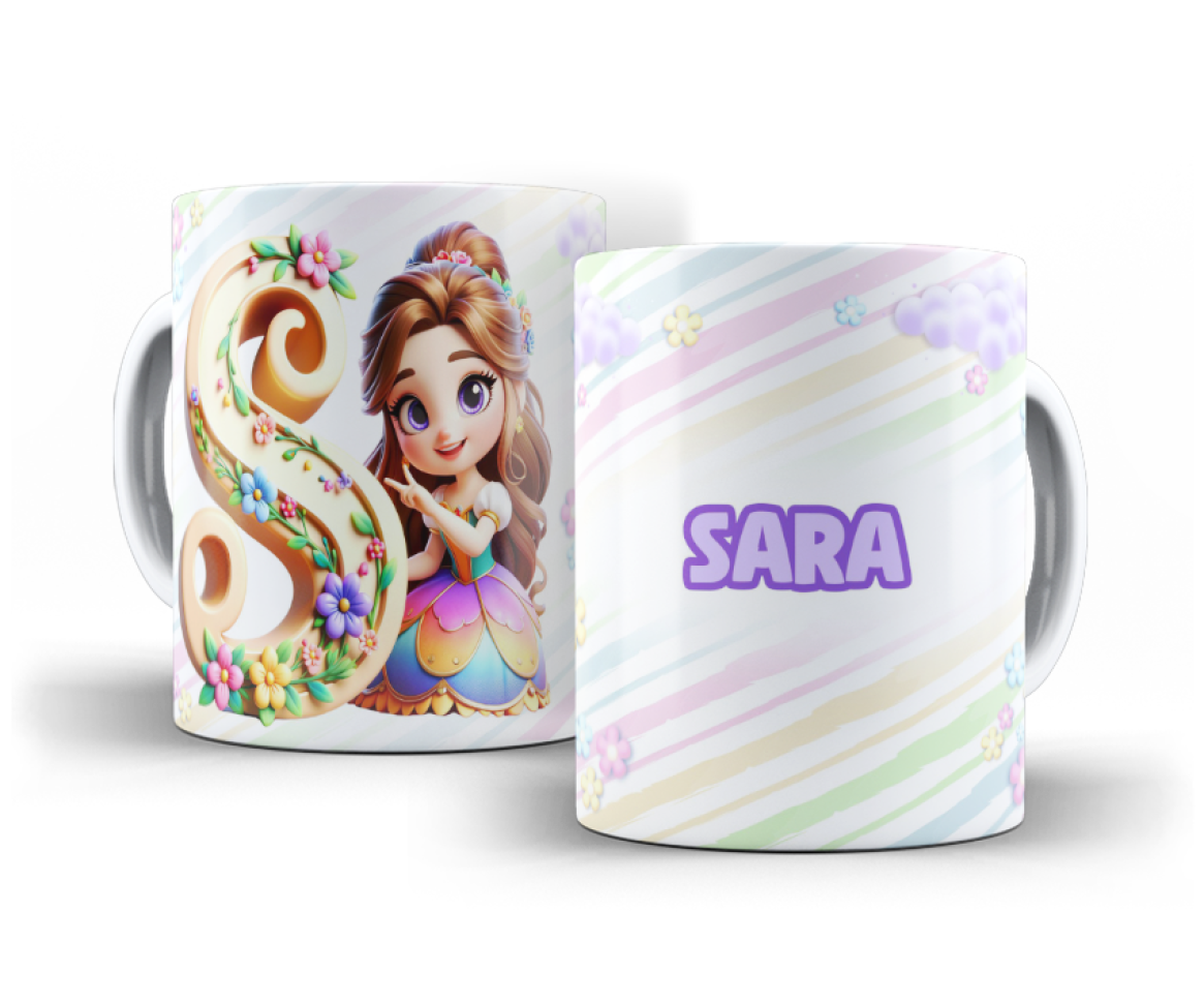 CANECA INFANTIL DE POLÍMERO PRINCESAS COM NOME PERSONALIZADO - #4