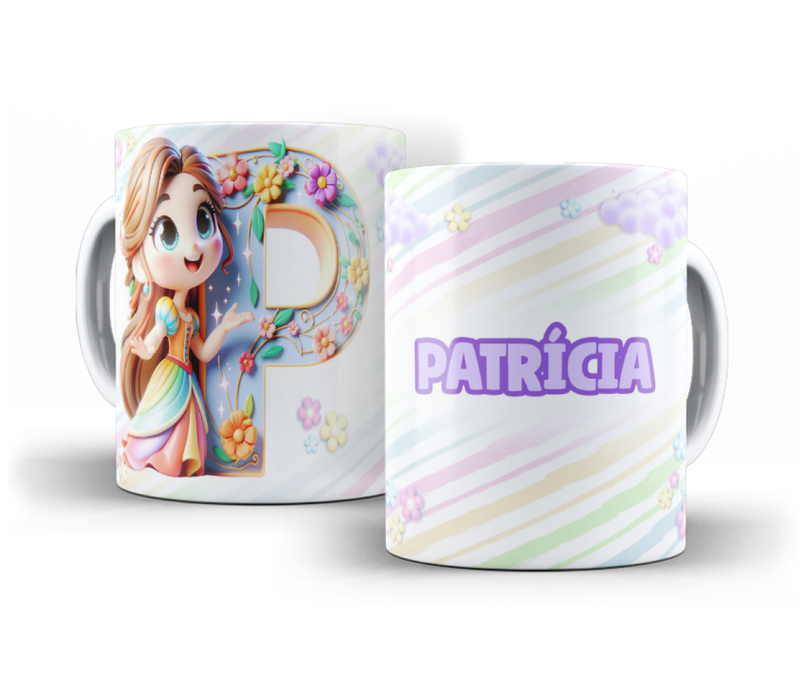 CANECA INFANTIL DE POLÍMERO PRINCESAS COM NOME PERSONALIZADO - #2