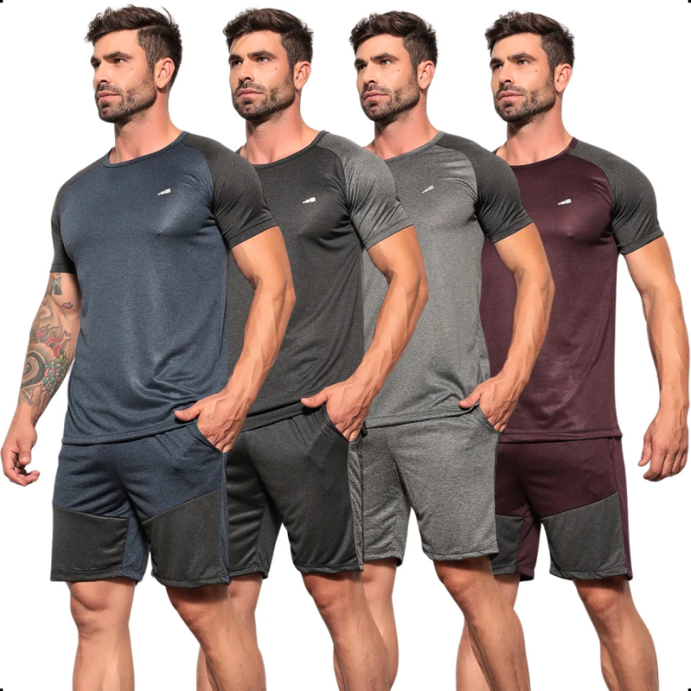 Kit 4 Conjuntos Dry Fit Masculino Camisas + Shorts Academia - #3