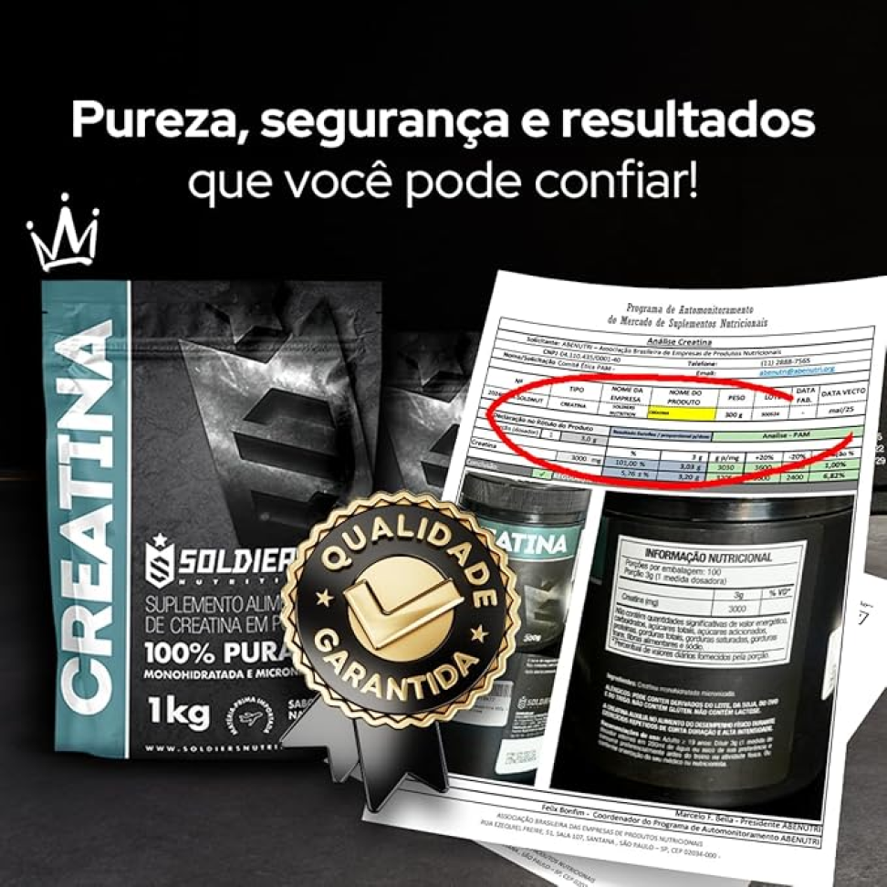 Creatina Monohidratada 1Kg Soldiers Nutrition 100% Pura Importada Alta Performance Músculo Treino - #1