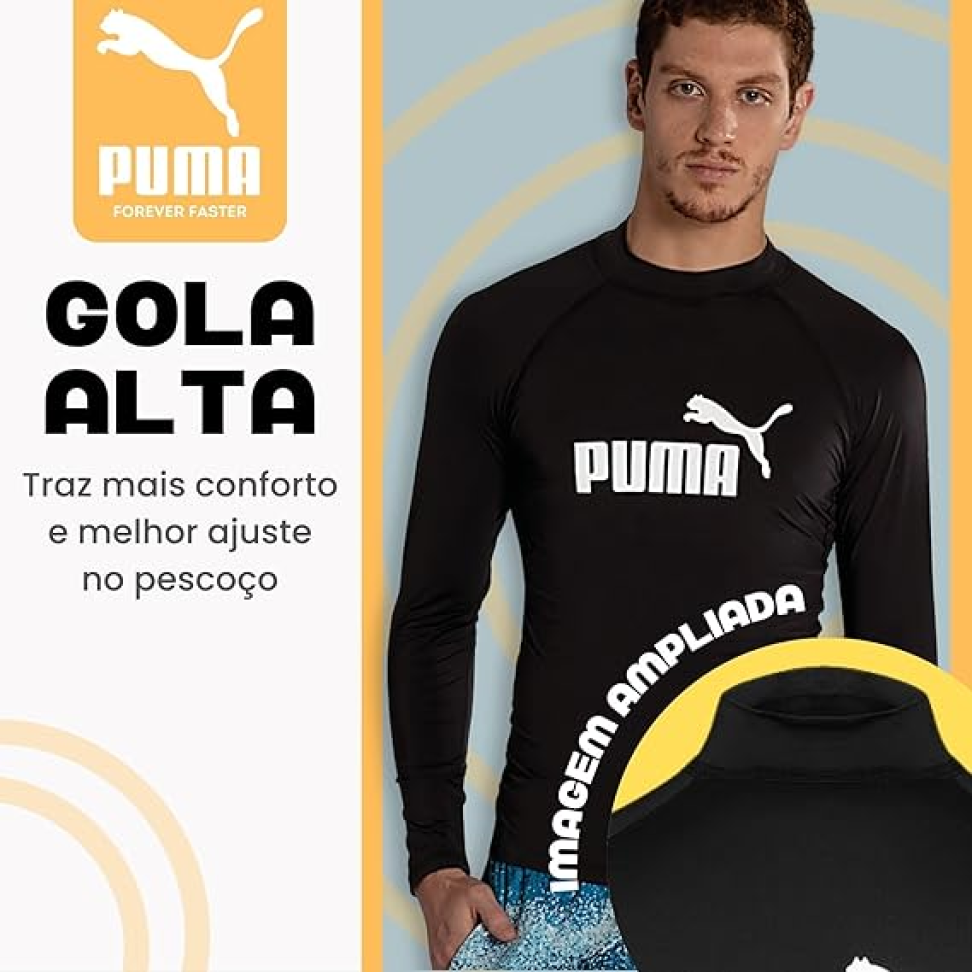 Camiseta Térmica Puma Manga Longa UV50+ Praia Piscina Segunda Pele Adulto - #1