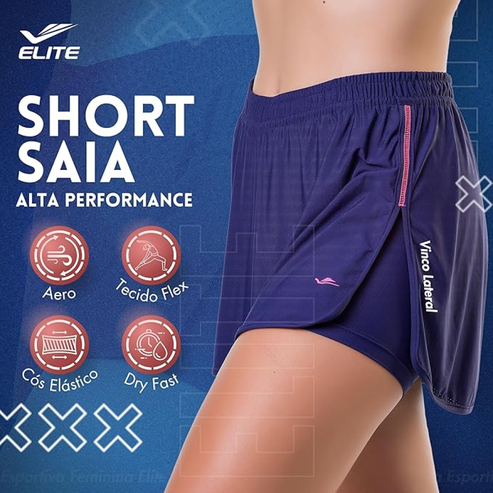 Short Saia Academia Feminino Elite Dry Fit Esportivo em Poliamida Adulto - #1