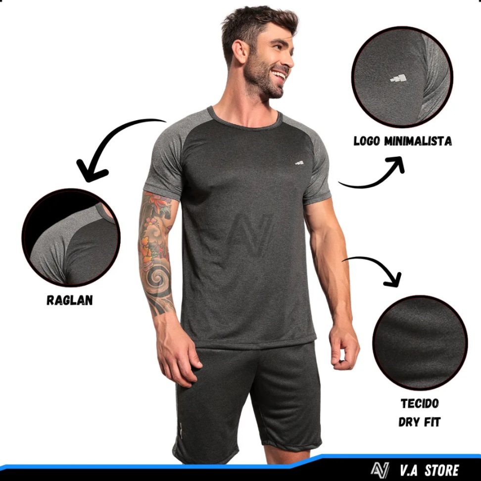 Kit 4 Conjuntos Dry Fit Masculino Camisas + Shorts Academia - #2
