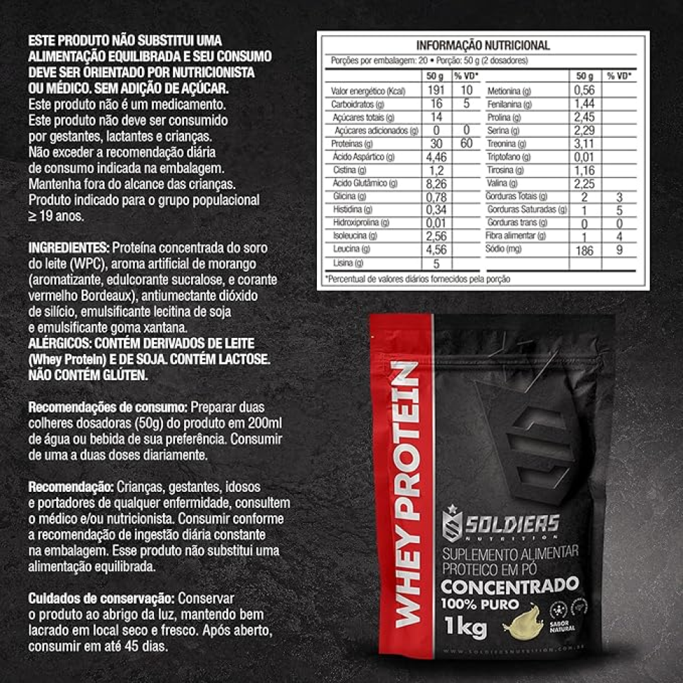 Whey Protein Concentrado 1Kg Sabor Natural 100% Puro Importado On / Optimum - Soldiers Nutrition - #3