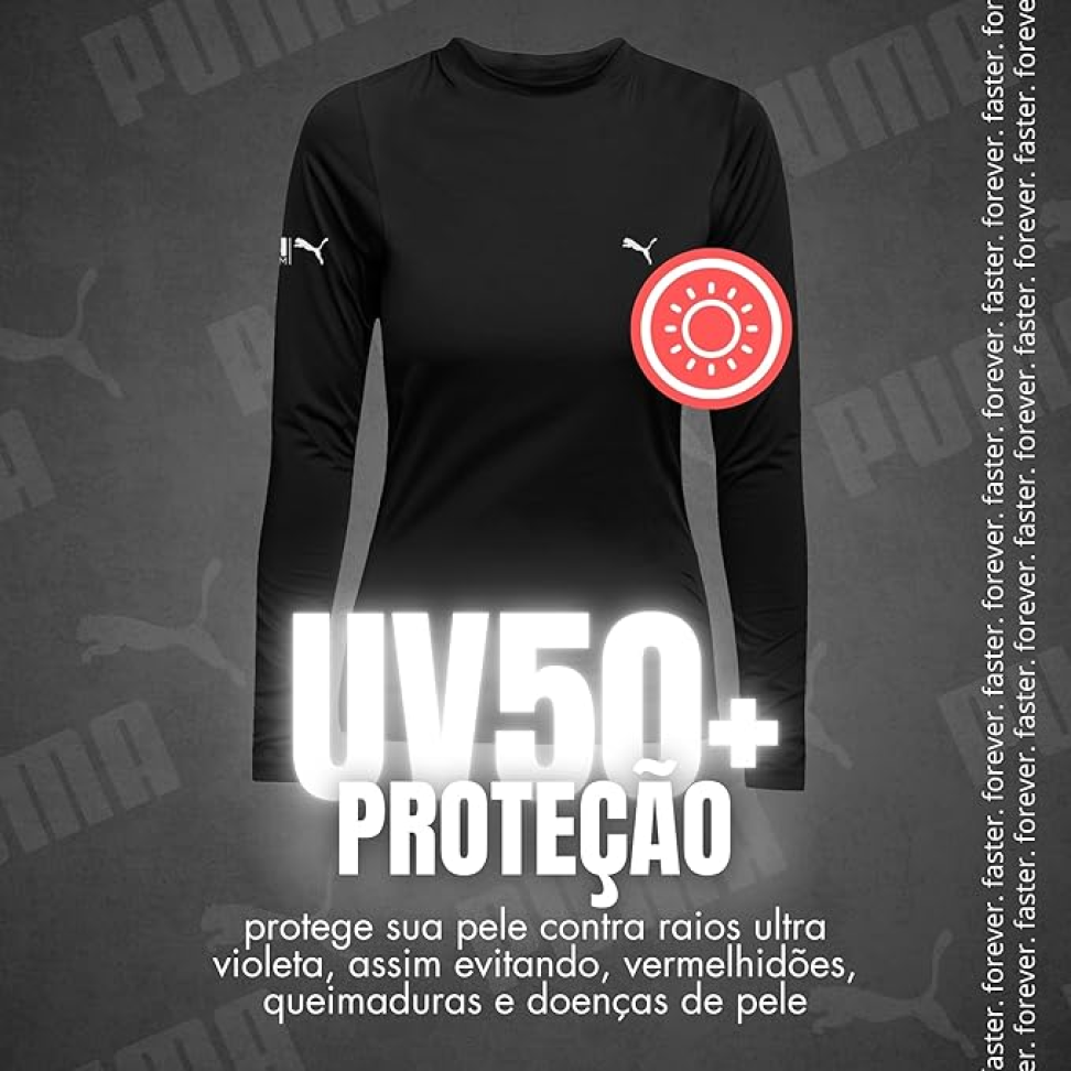 Camiseta Térmica Puma UV50+ Manga Longa Feminina Adulto - #1