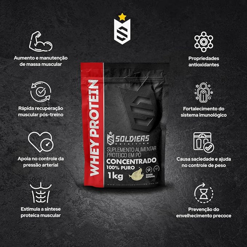 Whey Protein Concentrado 1Kg Sabor Natural 100% Puro Importado On / Optimum - Soldiers Nutrition - #4