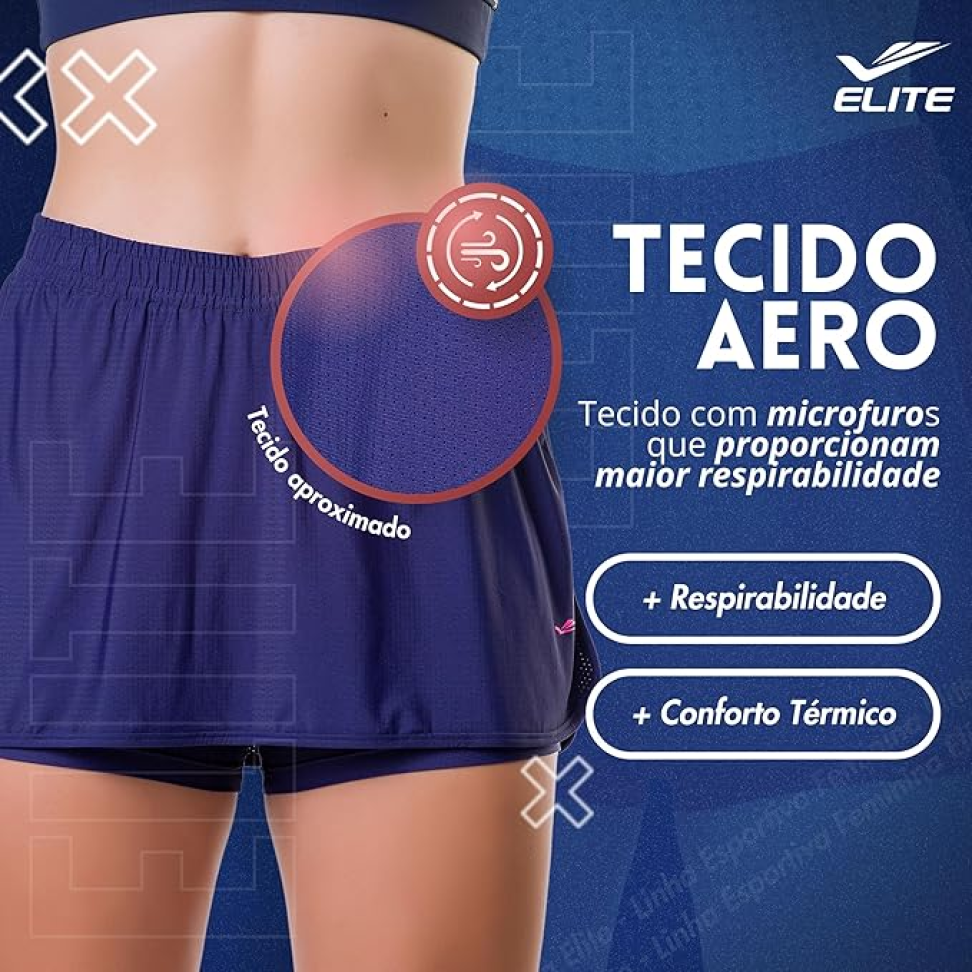 Short Saia Academia Feminino Elite Dry Fit Esportivo em Poliamida Adulto - #1