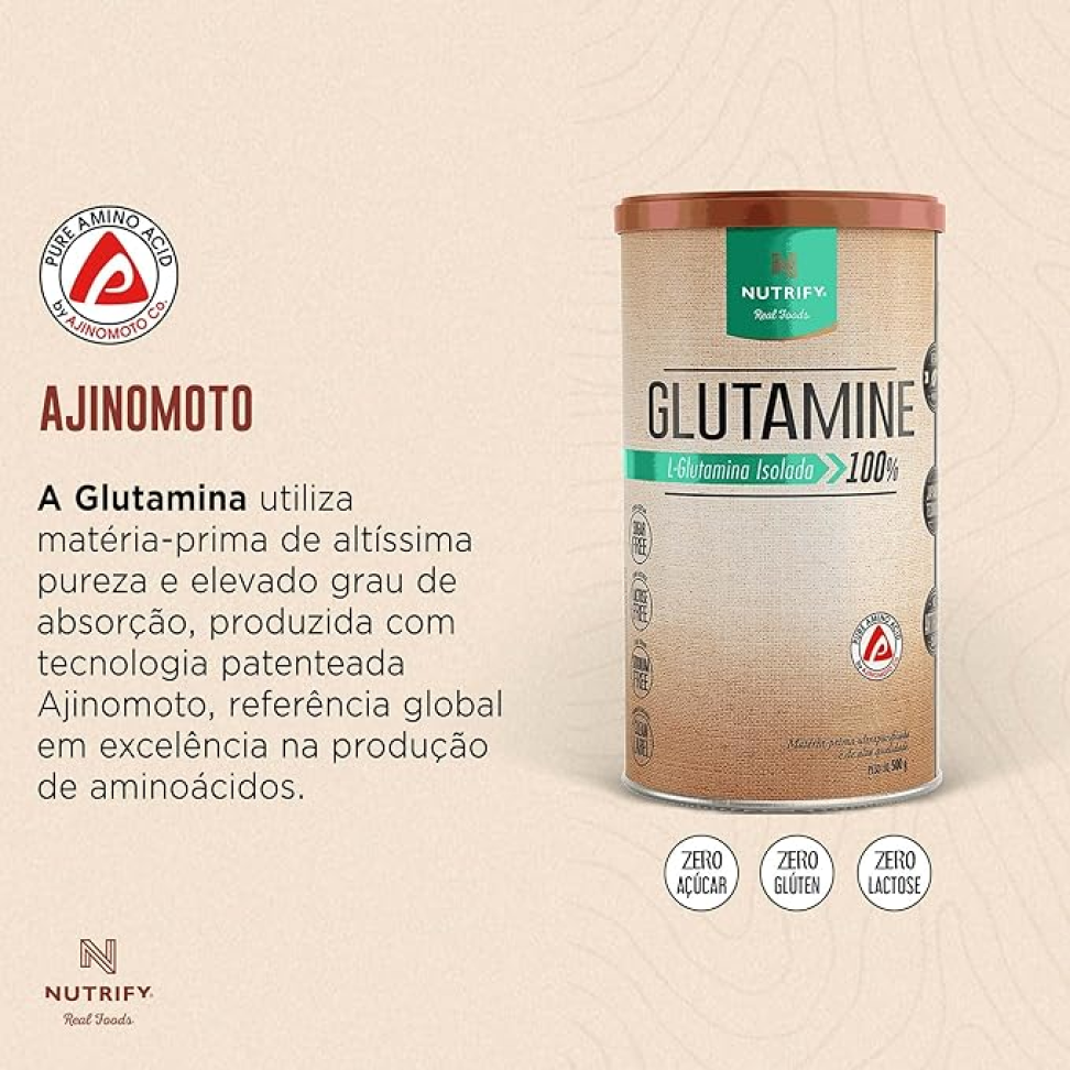 Glutamine L-Glutamina Isolada 100% Sem Sabor 500g Nutrify - #1