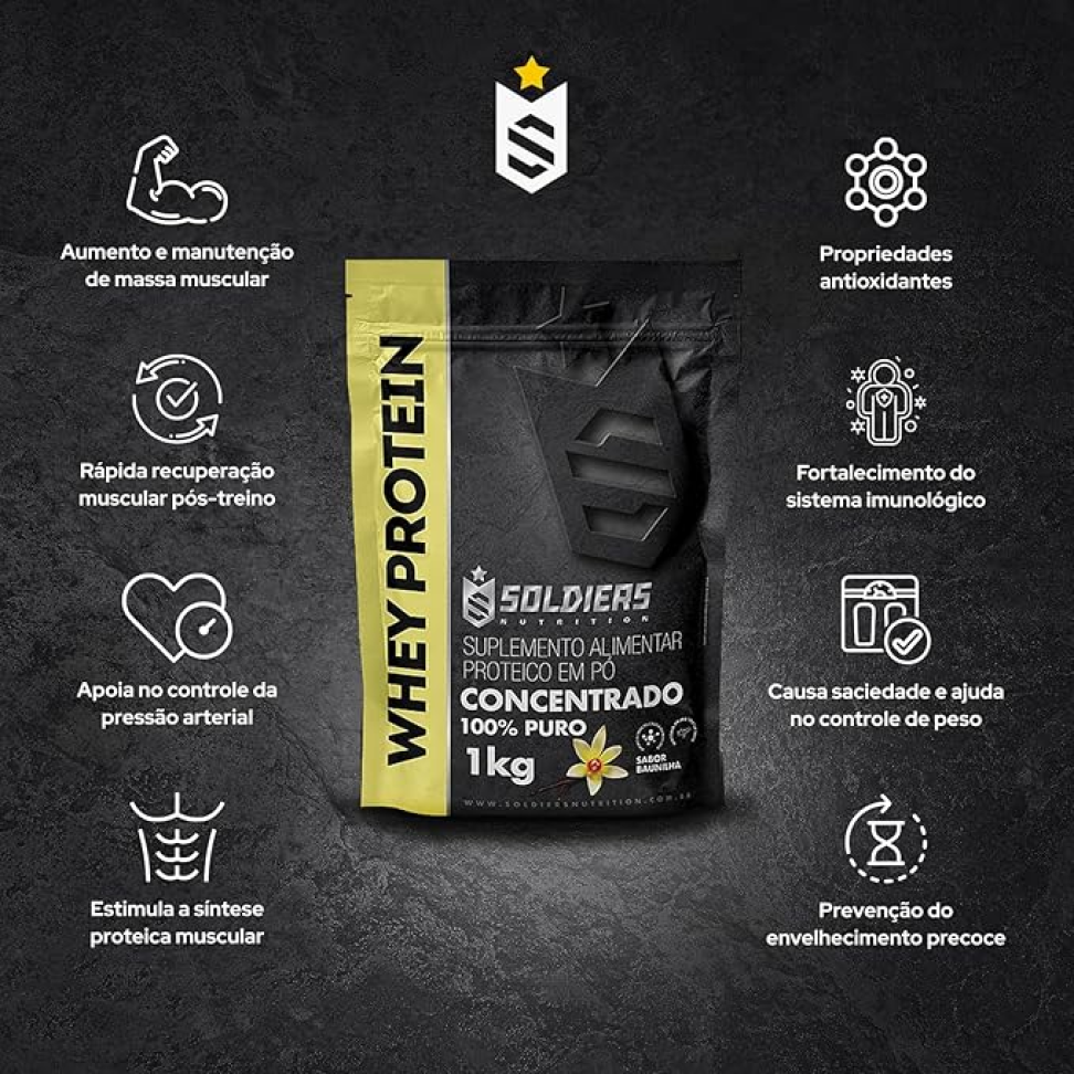 Whey Protein Concentrado 1Kg Sabor Baunilha Soldiers Nutrition - #5