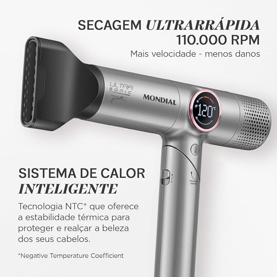Secador Mondial Ultra Sonic By Juliette BLDC com Cabo Dobrável 127V - #1