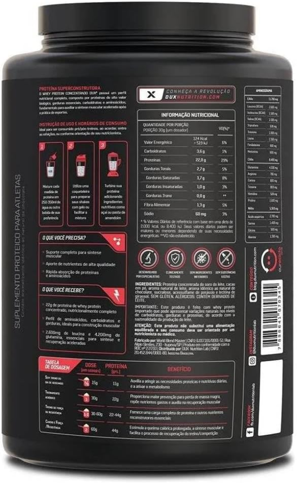 Whey Protein Concentrado Chocolate Pote 900g – Contribui para o Ganho Muscular Hipertrofia – Dux Human Health - #2