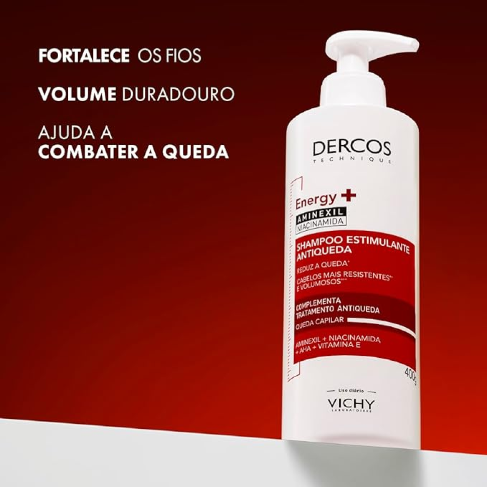 Vichy Dercos Energy+, Shampoo Estimulante, Tratamento Antiqueda para Cabelos Fracos e Quebradiços, Fortalece os Fios com Aminexil, Niacinamida e Vitamina E, 400g - #3