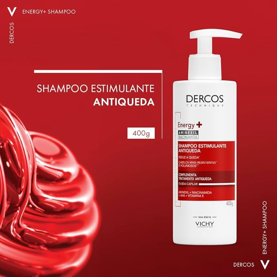 Vichy Dercos Energy+, Shampoo Estimulante, Tratamento Antiqueda para Cabelos Fracos e Quebradiços, Fortalece os Fios com Aminexil, Niacinamida e Vitamina E, 400g - #2