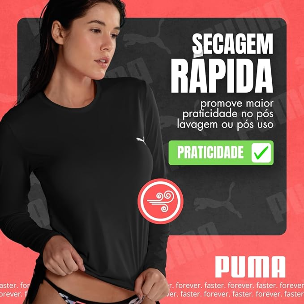 Camiseta Térmica Puma UV50+ Manga Longa Feminina Adulto - #1