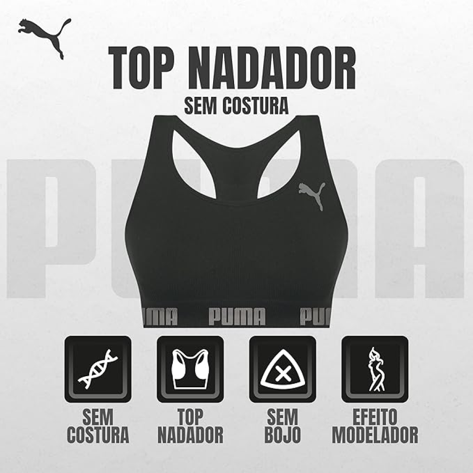 Top Academia Puma Alta Sustentação Sem Bojo Sem Costura Treino Fitness Esportivo Feminino Original. - #1
