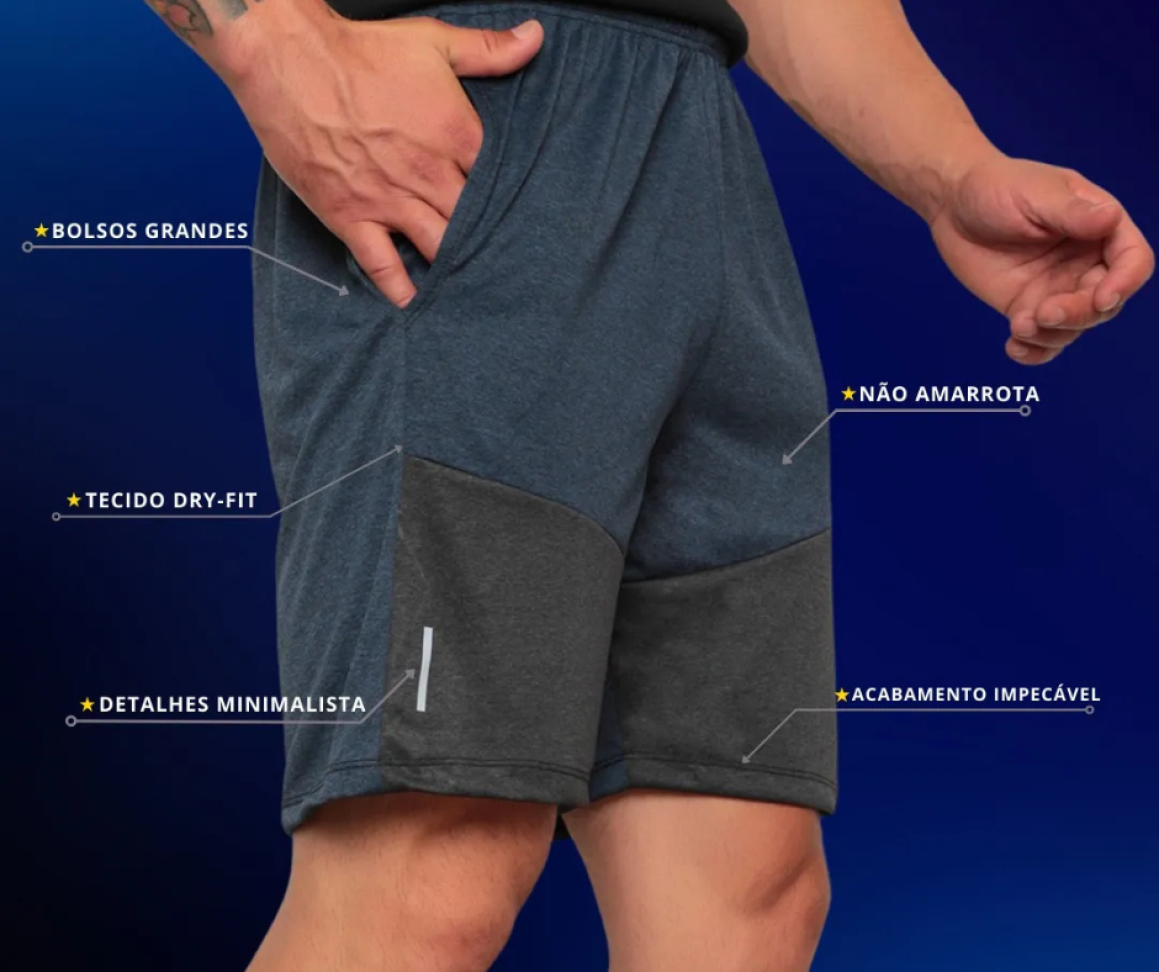 Kit 4 Bermuda Masculina Short Academia Tactel Com Elastano - #1