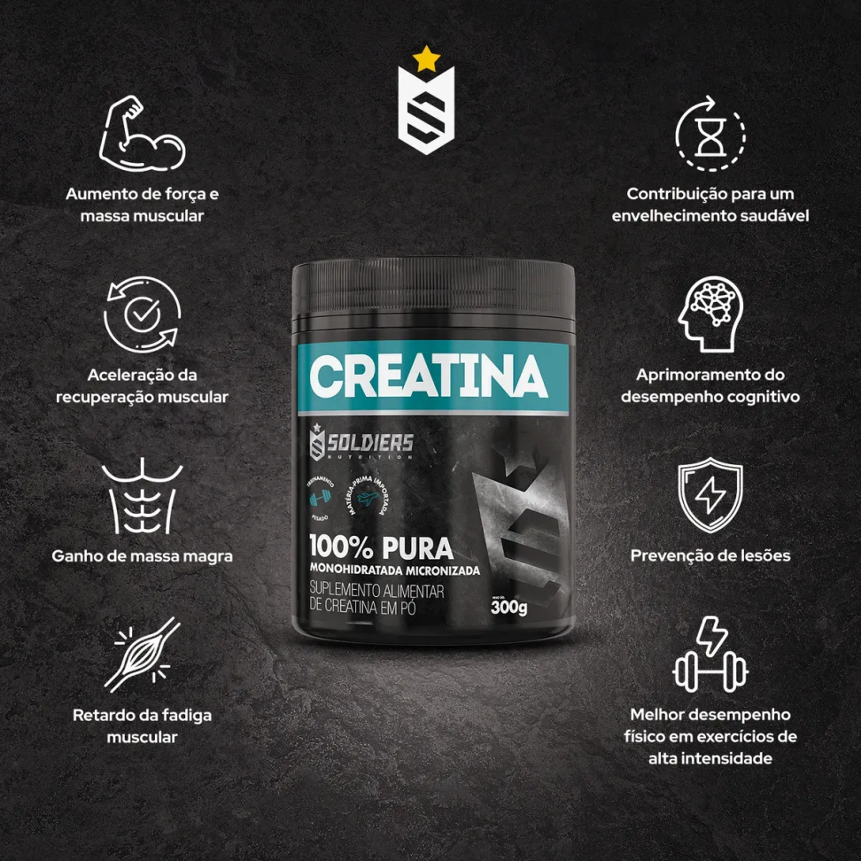 Creatina Monohidratada Pote 300g 100% Pura Soldiers Nutrition - #5