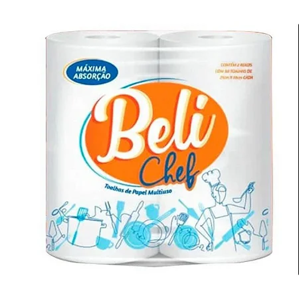 Papel Toalha Beli Chef c/ 02 rolos c/ 50 toalhas