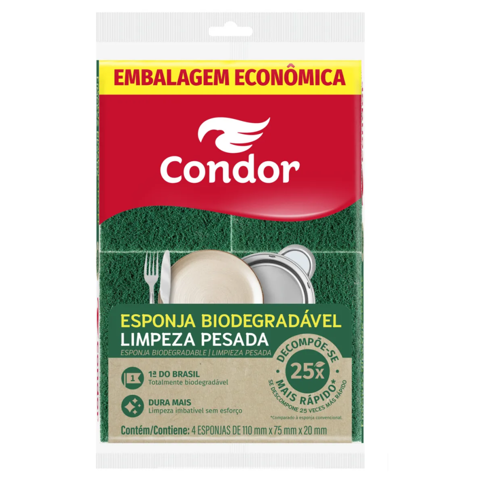 Esponja Dupla Face Multiuso Condor c/ 04 unids.