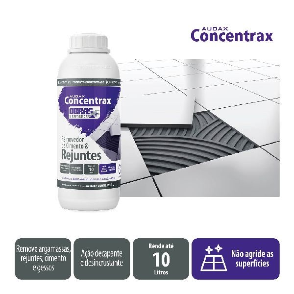 Removedor de Cimento e Rejunte Pós Obra Concentrax 1L Rende Até 10 Litros Audax - #2