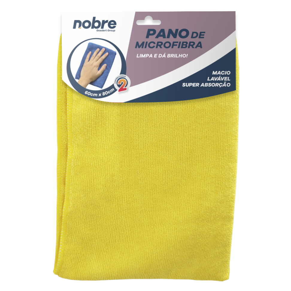 Pano de microfibra 60x80cm ( pacote c/ 2 unid.) Amarelo/verde Slim - Nobre