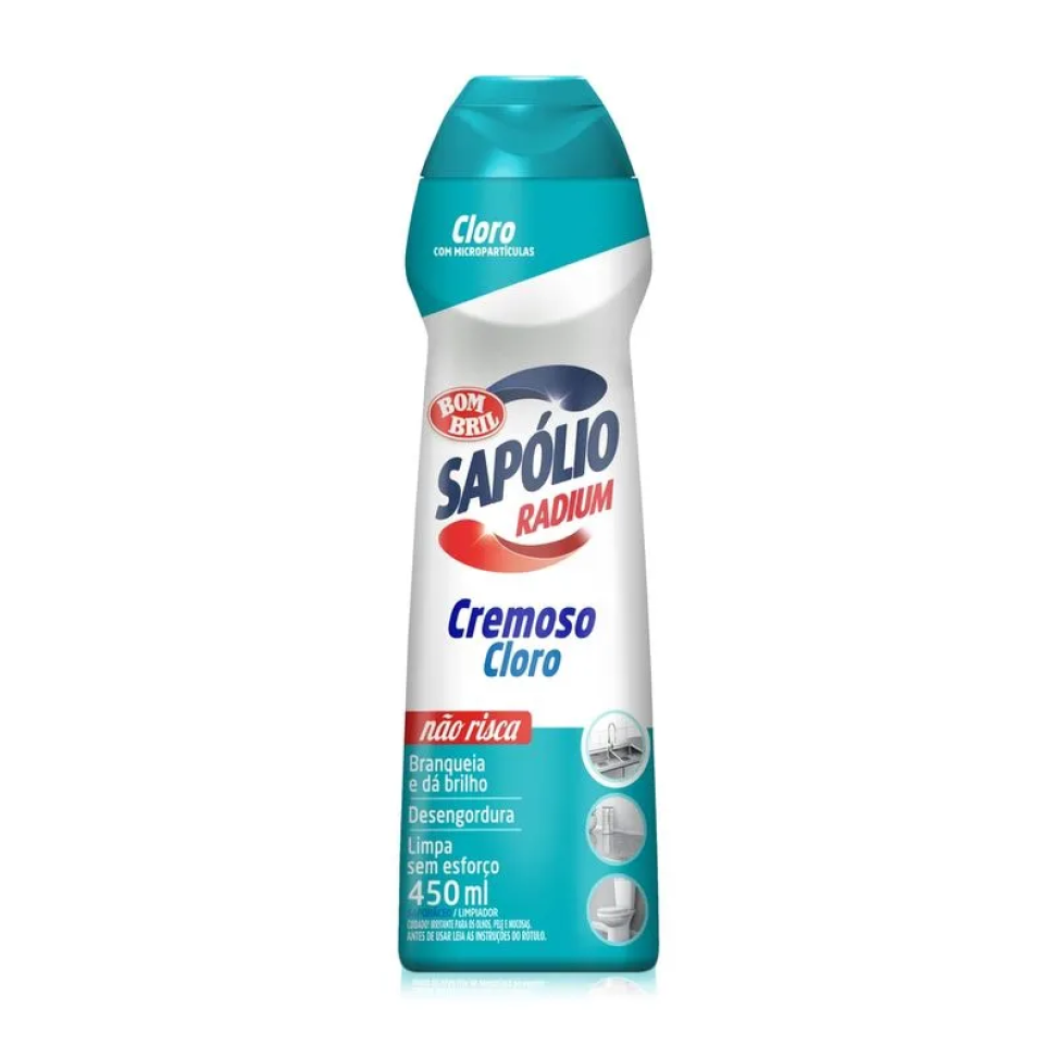 Saponáceo Cremoso c/ Cloro Sapólio Radium 450Ml